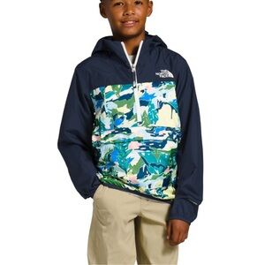 The North Face Kid 7/8 Fanorak Jacket Jaiden Green Valley Block Print Fanny Pac
